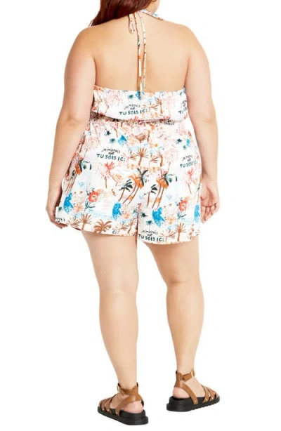City Chic Almay Halter Romper In Multi
