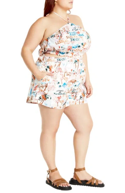 City Chic Almay Halter Romper In Multi