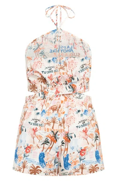 City Chic Almay Halter Romper In Multi