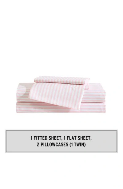 Eddie Bauer Little Stripe Microfiber Sheet Set In Pink