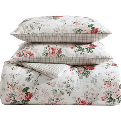 Laura Ashley Ashfield Flannel Comforter Set In White