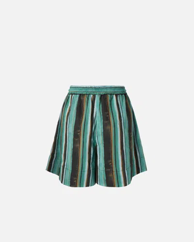 Pinko Chic Mini Shorts With Unique Stripe Print In Multi
