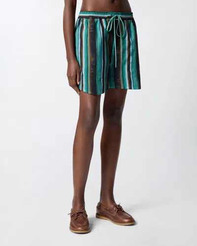 Pinko Chic Mini Shorts With Unique Stripe Print In Multi