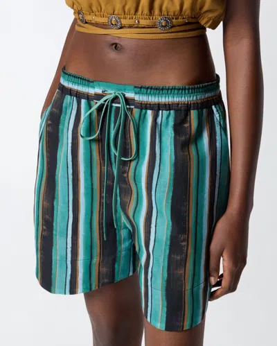 Pinko Chic Mini Shorts With Unique Stripe Print In Multi
