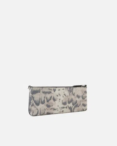 Pinko - New Horizontal Medium Shoulder Clutch In Python-print Suede In Multi