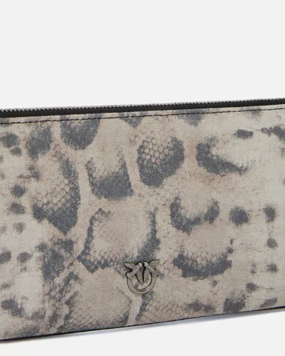 Pinko - New Horizontal Medium Shoulder Clutch In Python-print Suede In Multi