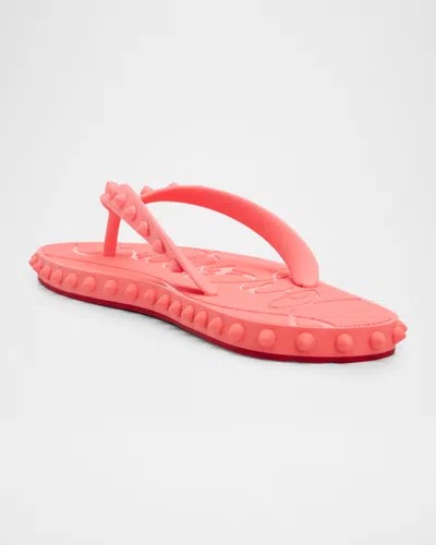 Christian Louboutin Super Loubi Flip Spiked Thong Sandals In Pink