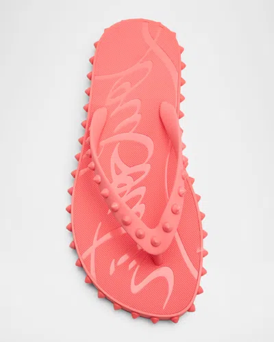 Christian Louboutin Super Loubi Flip Spiked Thong Sandals In Pink