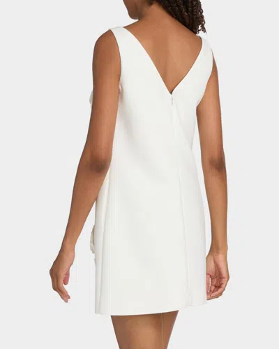 Self-portrait White Crepe Embellished Flower Mini Dress White In White