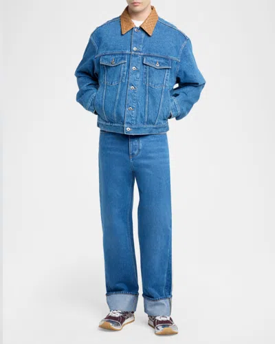 Bottega Veneta Denim Jacket Front Pockets Long Sleeves Collar In Blue