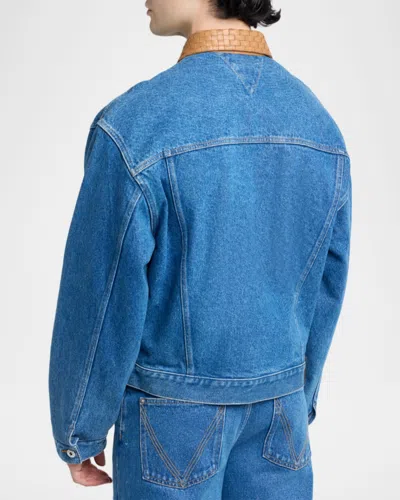 Bottega Veneta Denim Jacket Front Pockets Long Sleeves Collar In Blue