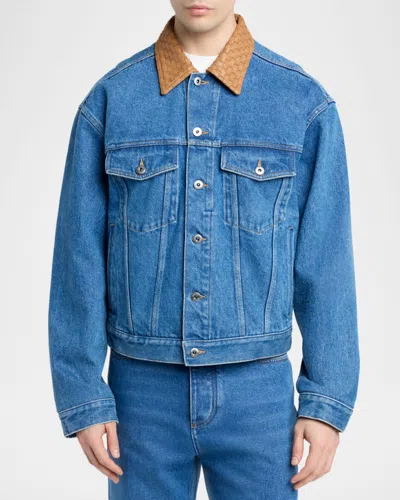 Bottega Veneta Denim Jacket Front Pockets Long Sleeves Collar In Blue