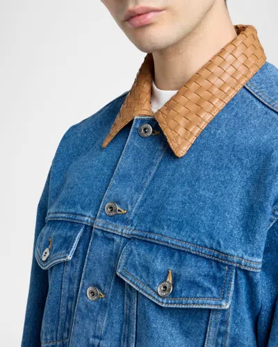Bottega Veneta Denim Jacket Front Pockets Long Sleeves Collar In Blue