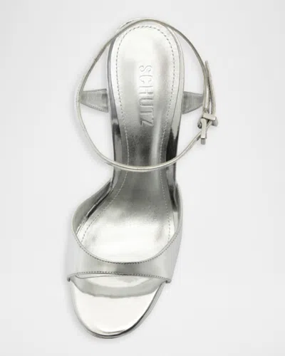 Schutz 115mm Scarlett Metallic Leather Platform Sandals In White