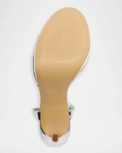 Schutz 115mm Scarlett Metallic Leather Platform Sandals In White