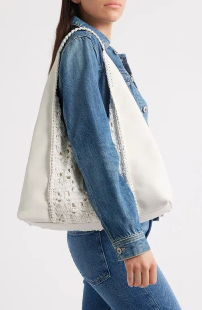 Sam Edelman Sylvia Crochet Panel Leather Hobo In White