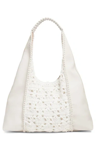 Sam Edelman Sylvia Crochet Panel Leather Hobo In White