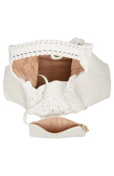Sam Edelman Sylvia Crochet Panel Leather Hobo In White