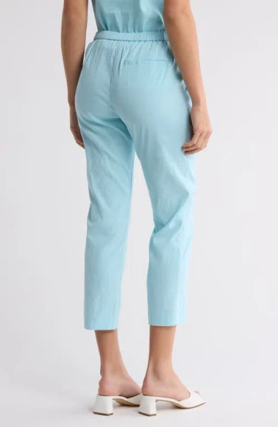 Theory Treeca Linen Blend Pull-on Crop Pants In Blue