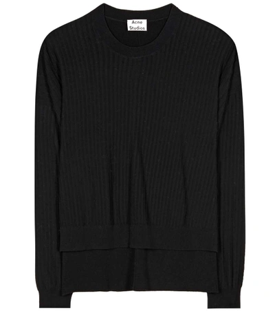Shop Acne Studios Issy Rib-knitted Cotton-blend Sweater In Llack