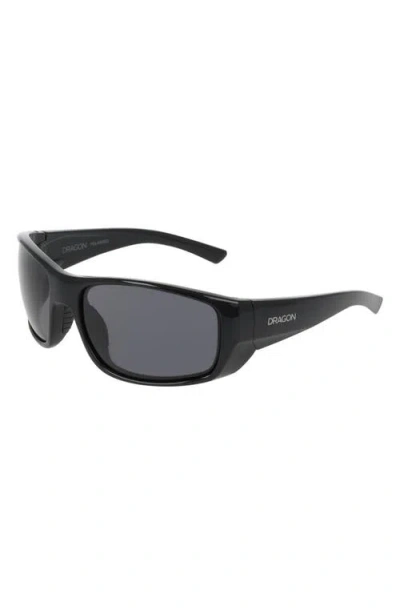 Dragon 64mm Oversize Rectangular Sunglasses In Black