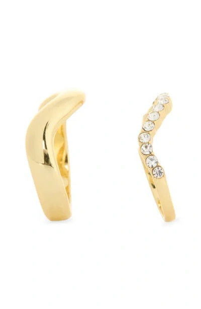 Covet 2-piece Wavy Stackable Ring Set In Gold