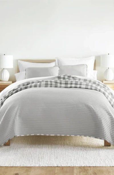 Homespun Pattern Reversible Quilt & Sham Set In Multi