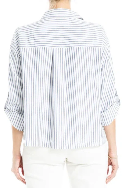 Max Studio Grid Print Roll Sleeve Popover Shirt In Multi