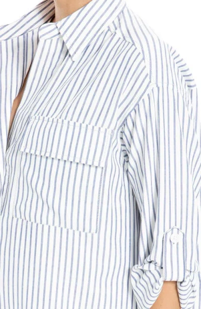 Max Studio Grid Print Roll Sleeve Popover Shirt In Multi