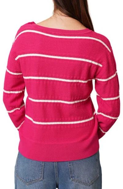 Cyrus Stripe Pullover Sweater In Pink