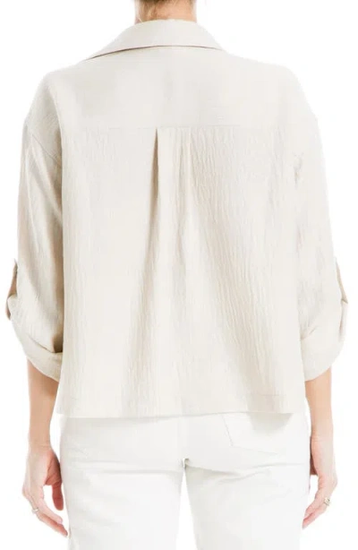 Max Studio Collared Textured Shirt In Neutral