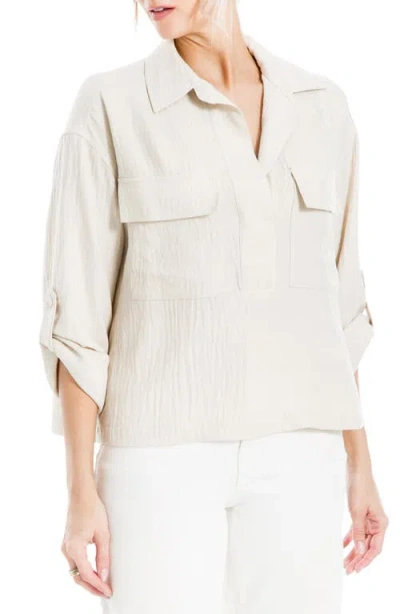 Max Studio Collared Textured Shirt In Neutral