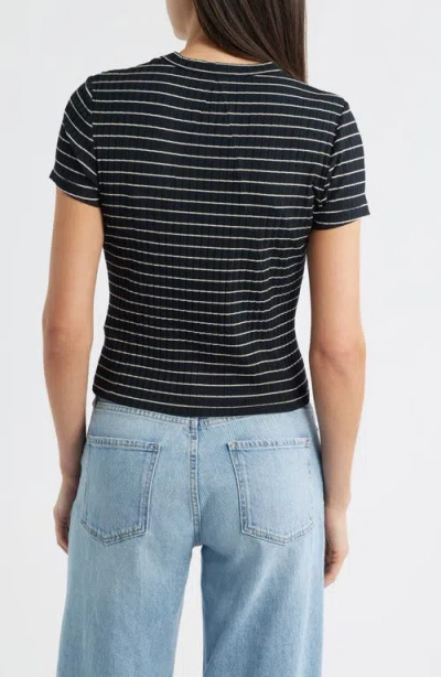 Rag & Bone Womens Luca Striped Stretch-woven T-shirt Ivybl In Black