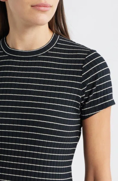Rag & Bone Womens Luca Striped Stretch-woven T-shirt Ivybl In Black