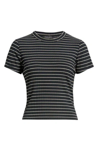Rag & Bone Womens Luca Striped Stretch-woven T-shirt Ivybl In Black