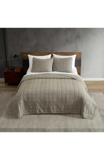 Kenneth Cole Reaction Stonewashed Solid Microfiber Quilt Set In Gray