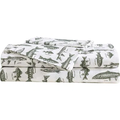 Eddie Bauer Wes Fish 200 Thread Count Cotton Percale Queen Sheet Set In Multi