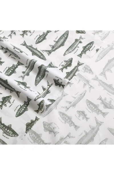 Eddie Bauer Wes Fish 200 Thread Count Cotton Percale Queen Sheet Set In Multi