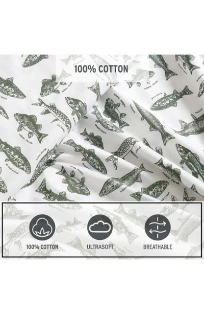 Eddie Bauer Wes Fish 200 Thread Count Cotton Percale Queen Sheet Set In Multi