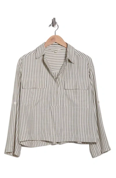 Max Studio Grid Print Roll Sleeve Popover Shirt In Multi