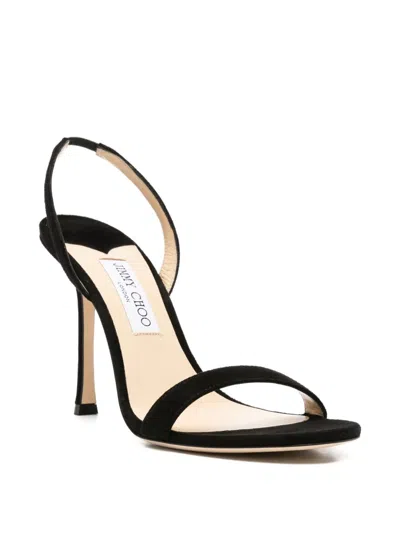 Jimmy Choo Jenn 85mm Suede Slingback Sandals In Black