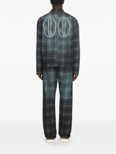 Off-white Check Jacqaurd Slim Relax Jeans In Multi