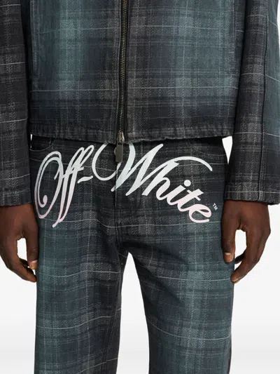 Off-white Check Jacqaurd Slim Relax Jeans In Multi