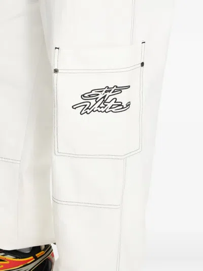 Off-white Script Cotton Cargo Pants In White