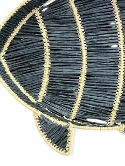 Les-ottomans Raffia Fish Basket In Blue
