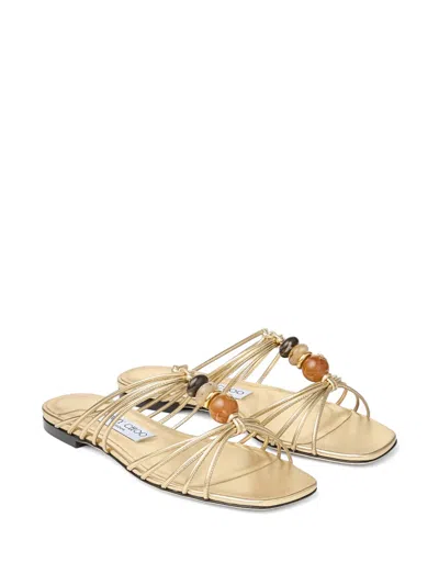 Jimmy Choo Lova Bead-embellished Sandals In Gold