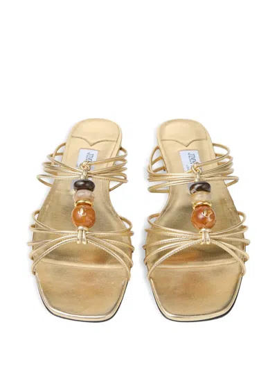 Jimmy Choo Lova Bead-embellished Sandals In Gold