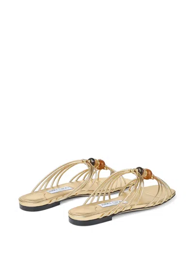 Jimmy Choo Lova Bead-embellished Sandals In Gold