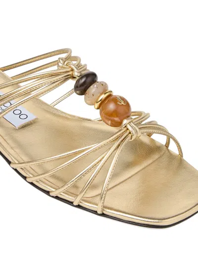 Jimmy Choo Lova Bead-embellished Sandals In Gold