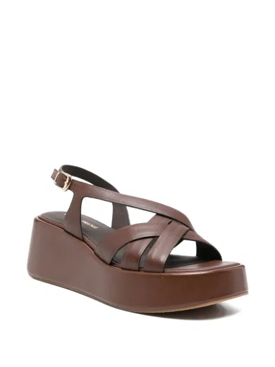 Bruno Premi Crossover-strap Platform Sandals In Brown